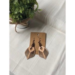Laser-engraved wooden dangling earrings for women